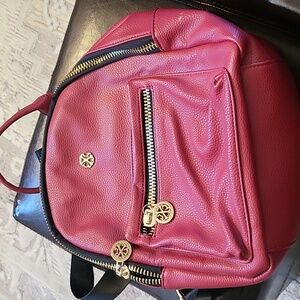Red Leather Christian LaCroix Backpack